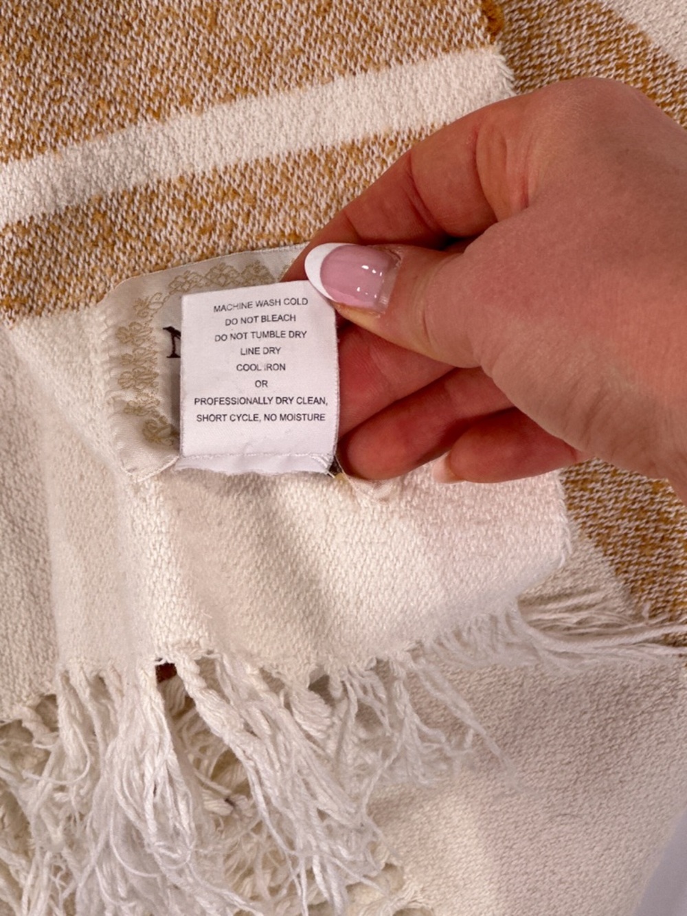Nido Notte Italia Terracotta Mustard Boho Striped Fringe Throw Blanket - Picture 7 of 7